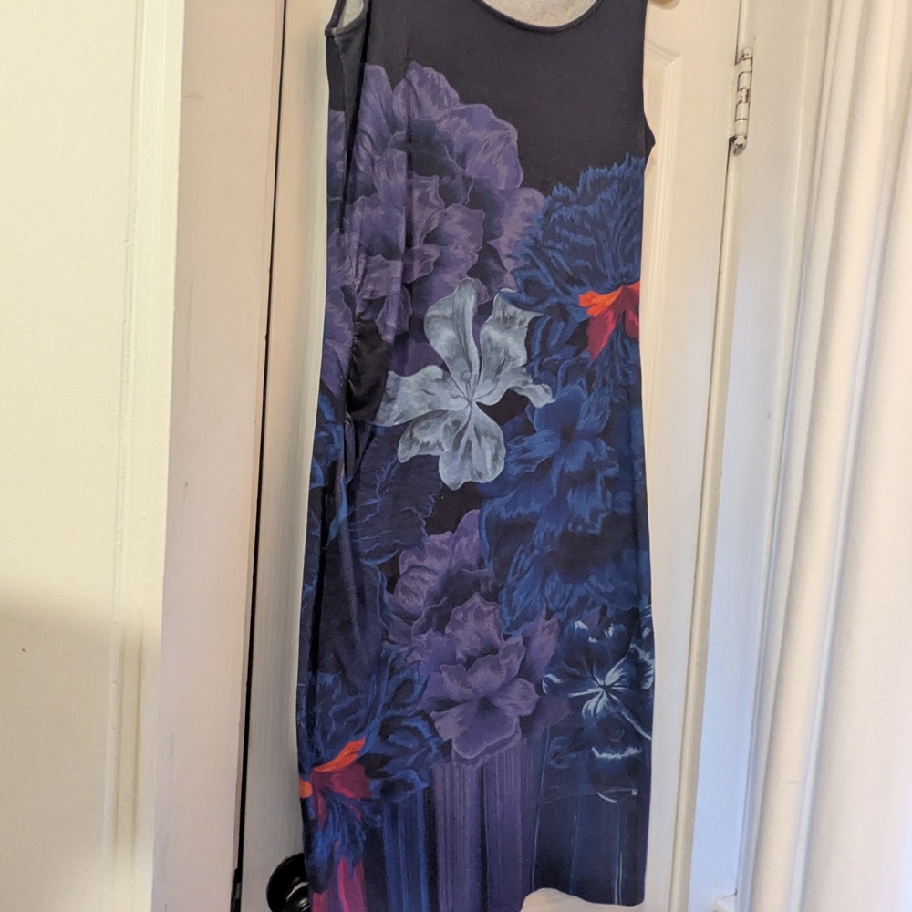 Sleeveless Navy Floral Maxi Dress